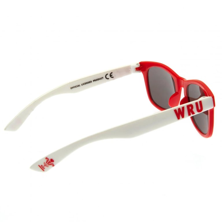 Wales RU Junior Retro Sunglasses - Red Frames, Club Crest Embroidery & Protective Bag