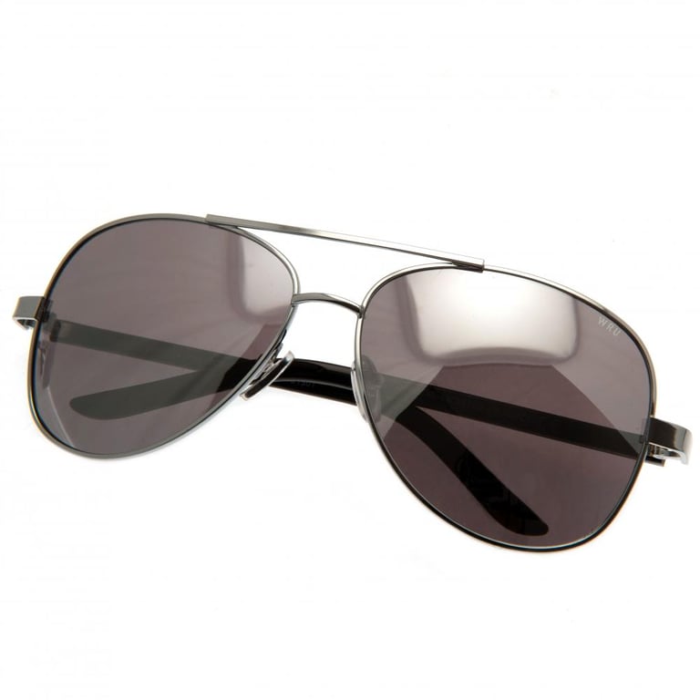 Wales RU Aviator Sunglasses - Silver Rimmed Mirrored Lens Shades with Club Crest