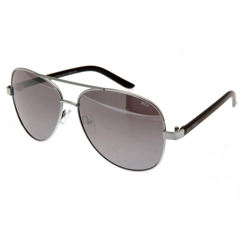 Wales RU Aviator Sunglasses - Silver Rimmed Mirrored Lens Shades with Club Crest