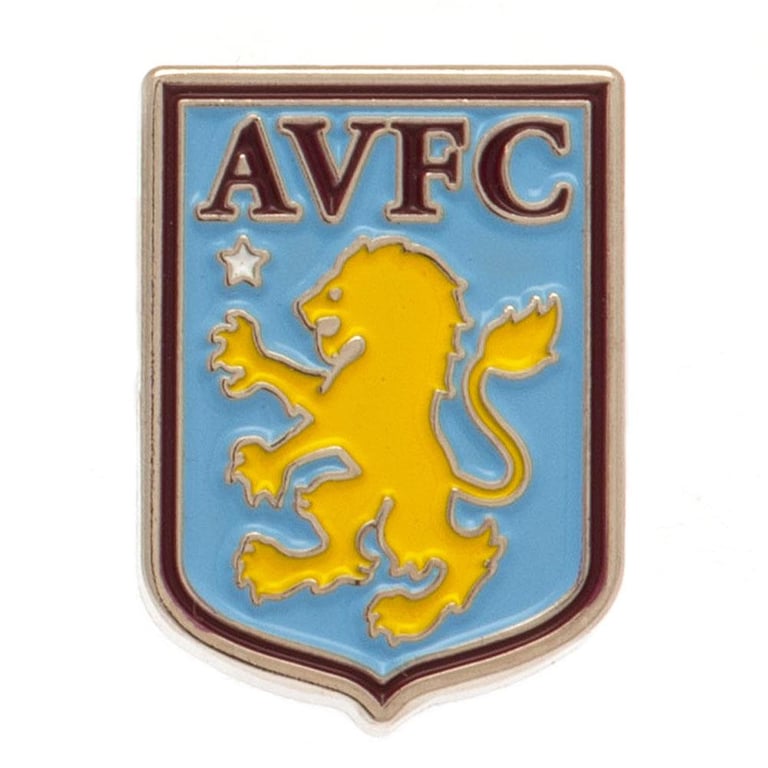 Aston Villa FC Metal Crest Badge - Die Stamped with Enamel Infill and Silver Finish Pin