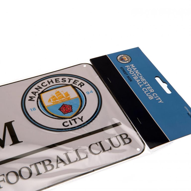 Manchester City FC White Etihad Stadium Road Sign - Gloss Finish Metal Wall Decoration