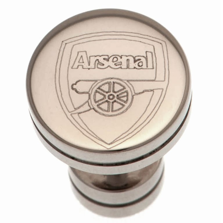 Arsenal FC Stainless Steel Stud Earring with Screw Back Fixing and Laser-Printed Crest Design