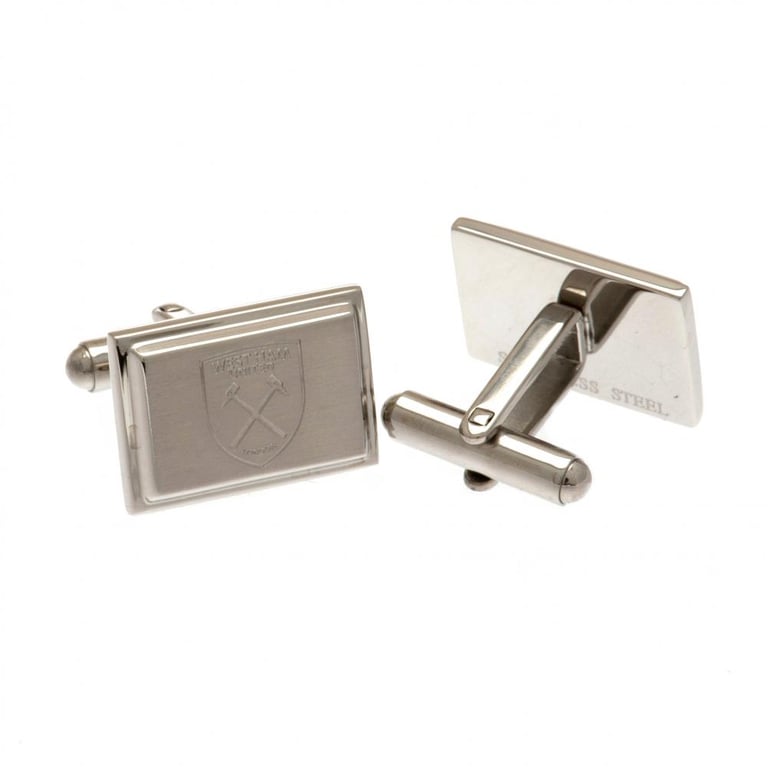 West Ham United FC Engraved Stainless Steel Cufflinks - Brushed Satin Finish