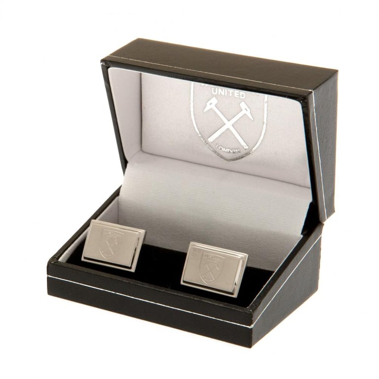 West Ham United FC Engraved Stainless Steel Cufflinks - Brushed Satin Finish