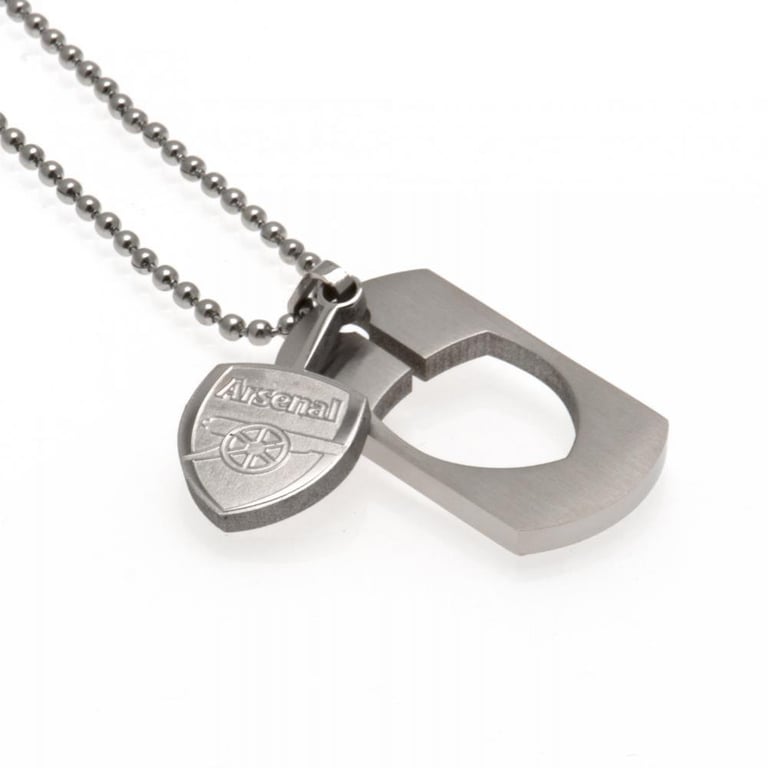 Arsenal FC Stainless Steel Dog Tag with Brushed Satin Finish and Engraved Crest Insert