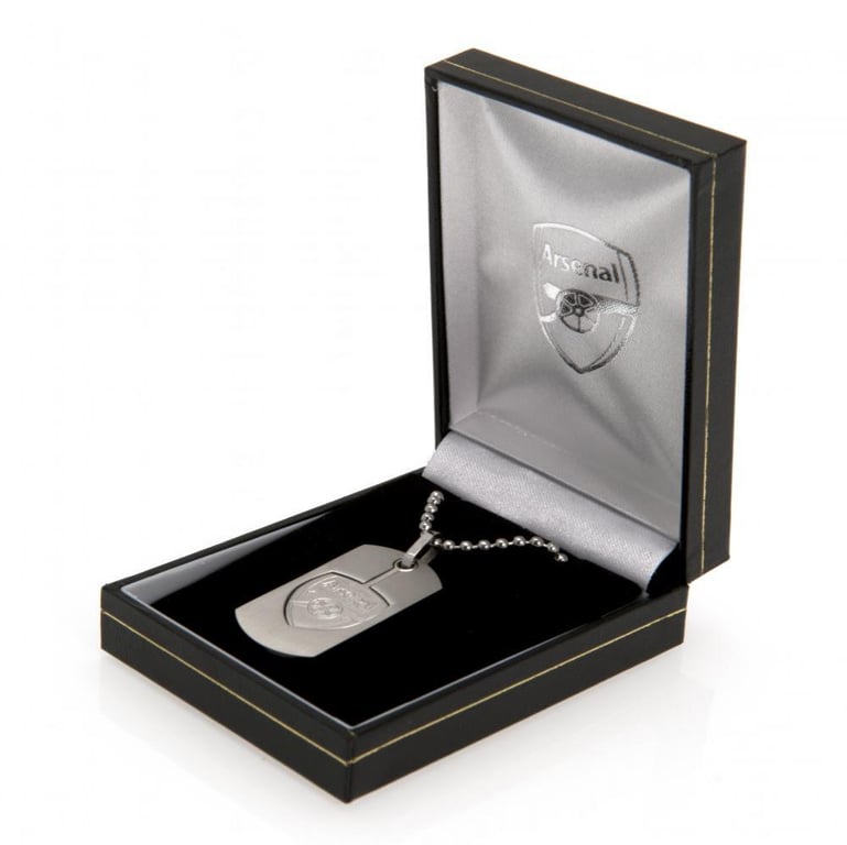 Arsenal FC Stainless Steel Dog Tag with Brushed Satin Finish and Engraved Crest Insert