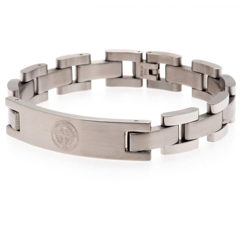 Celtic FC Stainless Steel Link Engraved Club Crest Bracelet