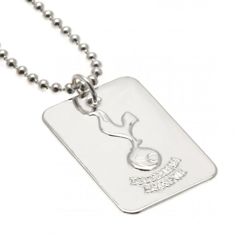 Tottenham Hotspur FC Silver Plated Classic Dog Tag with Chrome Finish and Embossed Club Crest Necklace