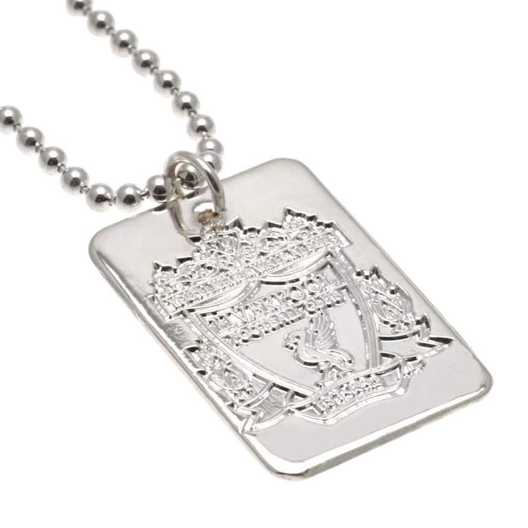 Liverpool FC Silver Plated Embossed Crest Dog Tag Necklace