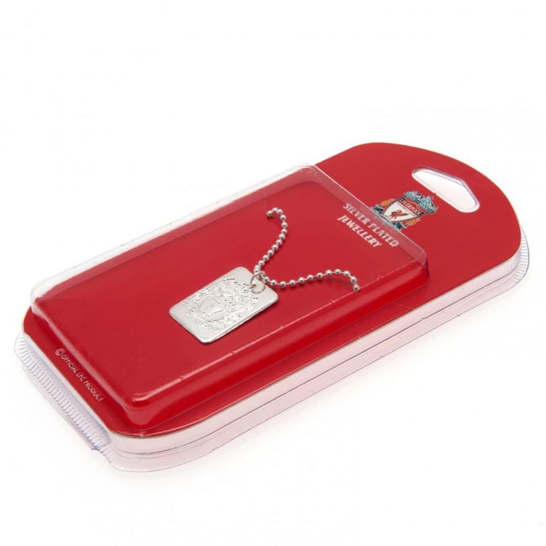 Liverpool FC Silver Plated Embossed Crest Dog Tag Necklace