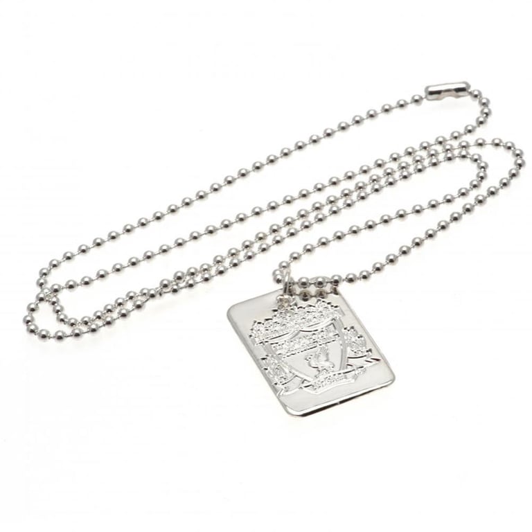 Liverpool FC Silver Plated Embossed Crest Dog Tag Necklace