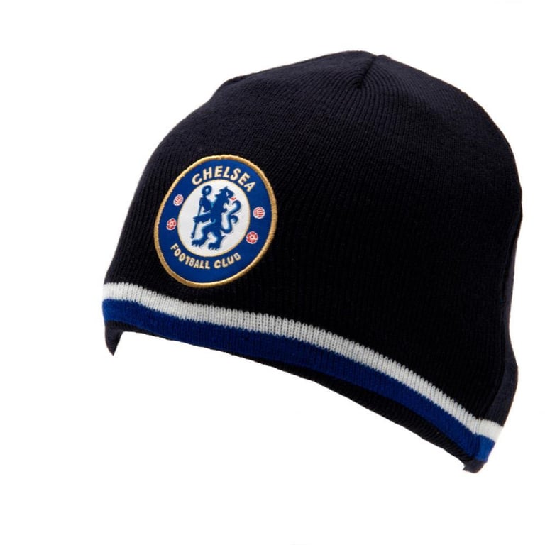 Chelsea FC Reversible Beanie - Royal Blue & Navy Dome Style Hat with Embroidered Crest