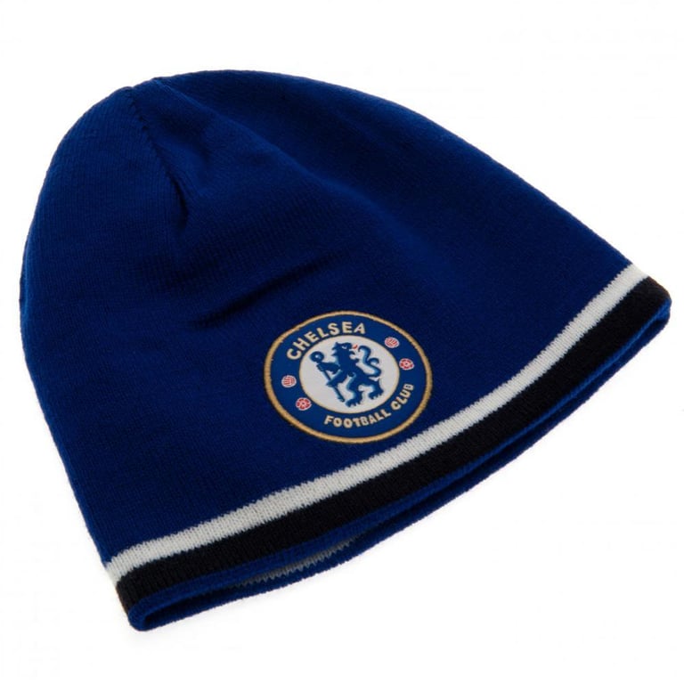 Chelsea FC Reversible Beanie - Royal Blue & Navy Dome Style Hat with Embroidered Crest