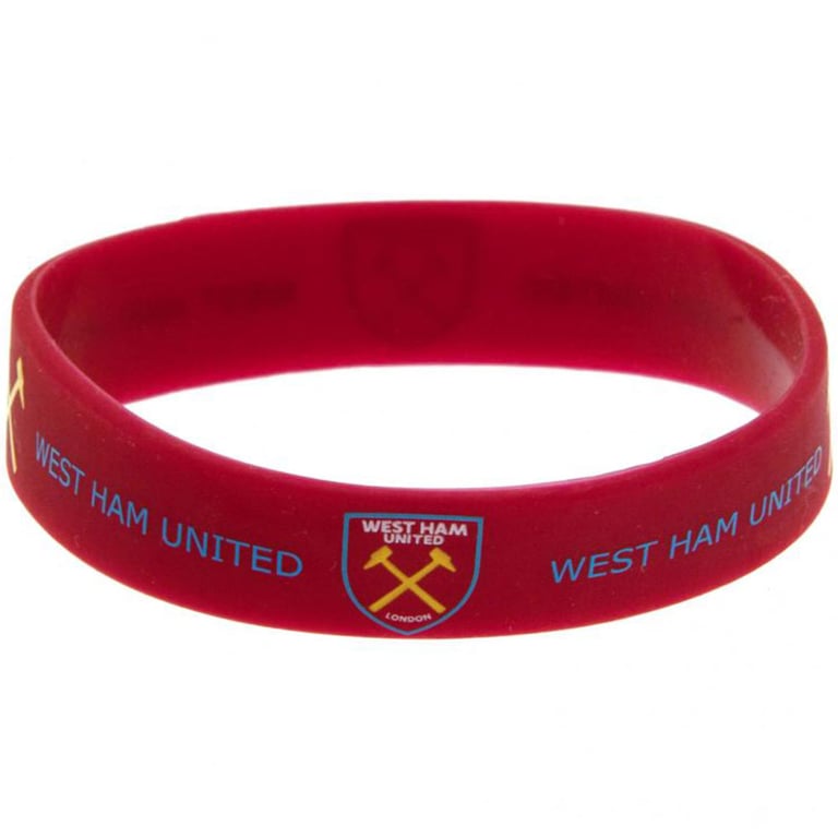West Ham United FC Silicone Wristband - One Size Fits All, Claret Crest Design