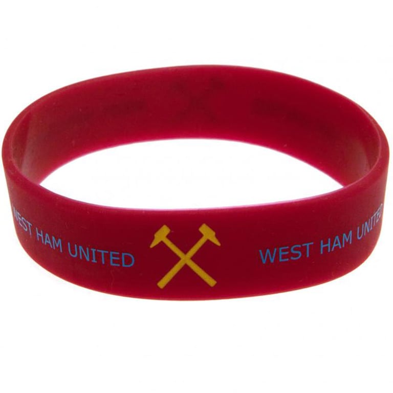West Ham United FC Silicone Wristband - One Size Fits All, Claret Crest Design