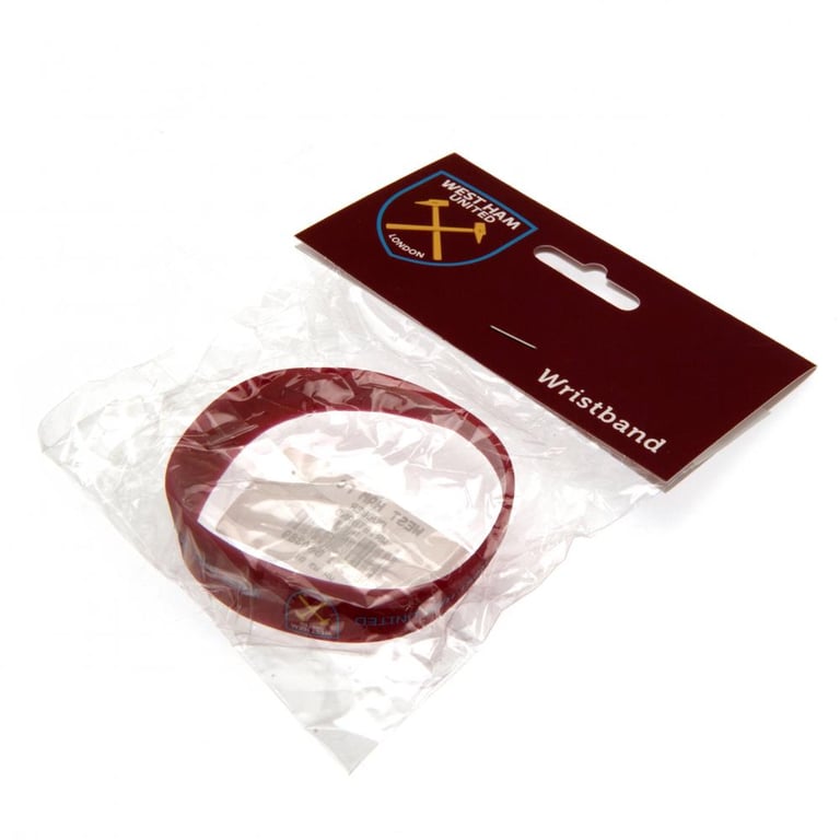 West Ham United FC Silicone Wristband - One Size Fits All, Claret Crest Design