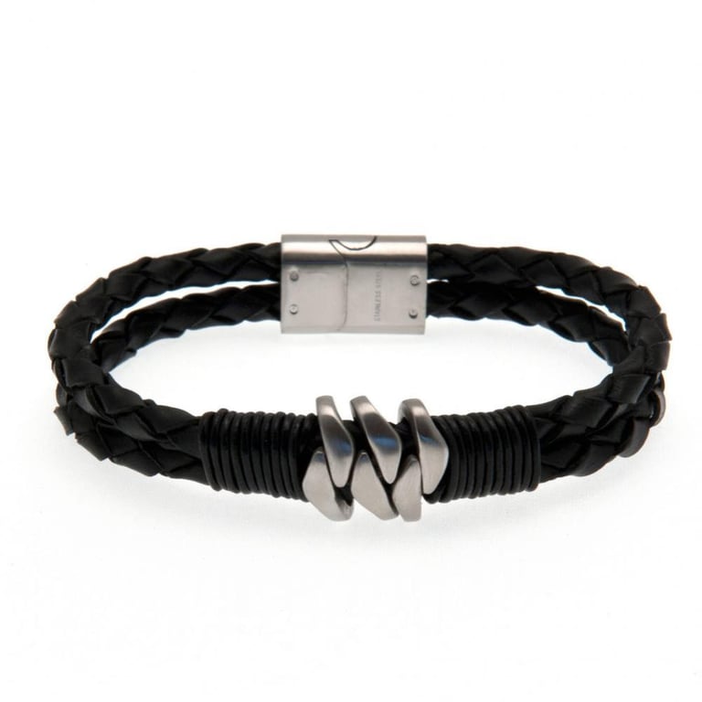 Arsenal FC Genuine Leather Twin Rope Bracelet with Stainless Steel Club Crest Clasp