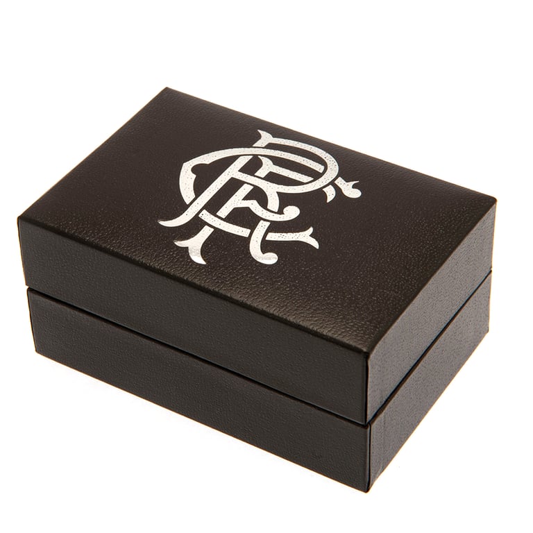 Rangers FC Sterling Silver Scroll Crest Cufflinks - Detailed Chrome Finish with Bullet Back Fixing