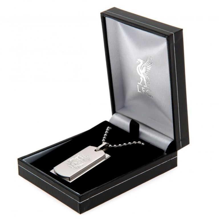 Liverpool FC Engraved Stainless Steel Double Dog Tag Necklace with Chrome Finish Chain