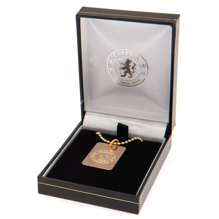 Chelsea FC Gold Plated Embossed Crest Dog Tag & Ball Chain
