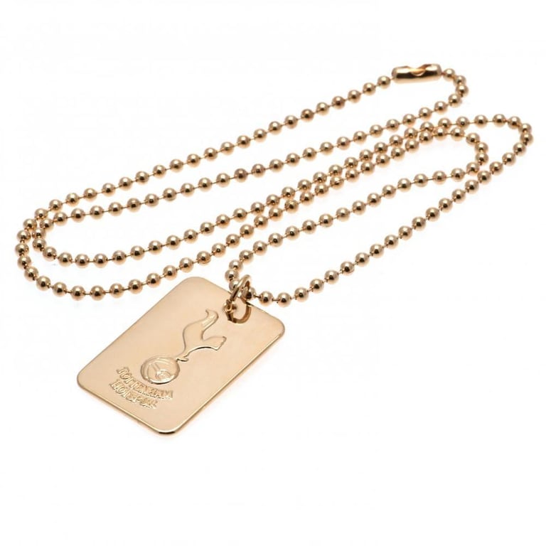 Tottenham Hotspur FC Gold Plated Dog Tag & Chain - Embossed Club Crest Design