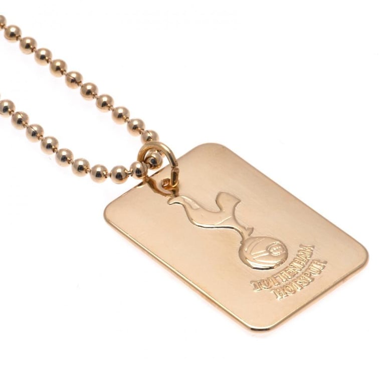 Tottenham Hotspur FC Gold Plated Dog Tag & Chain - Embossed Club Crest Design