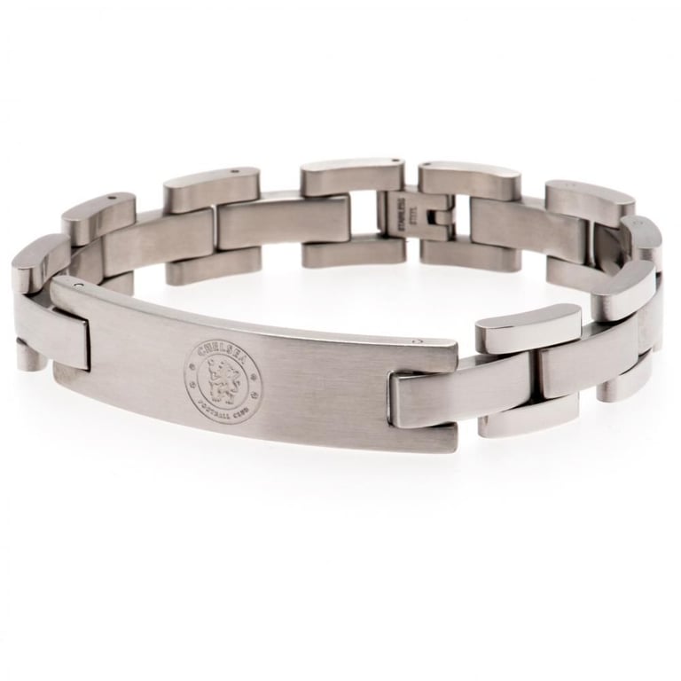 Chelsea FC Stainless Steel Link Bracelet with Club Crest Engraving