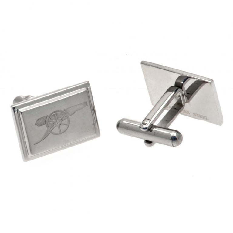 Arsenal FC Stainless Steel Cannon Cufflinks - Engraved Brushed Satin Football Club Accessories