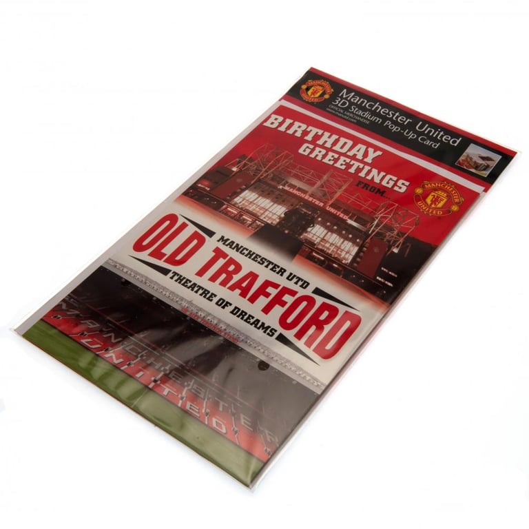 Manchester United FC Club Colours Pop-Up Birthday Card with 3D Stadium Graphic and Street Plan Feature