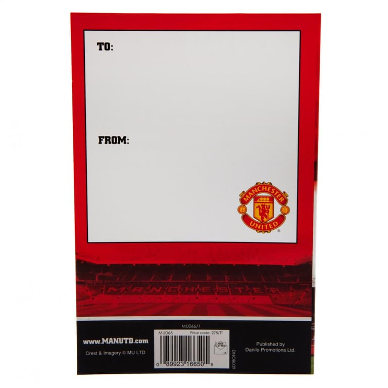 Manchester United FC Club Colours Pop-Up Birthday Card with 3D Stadium Graphic and Street Plan Feature