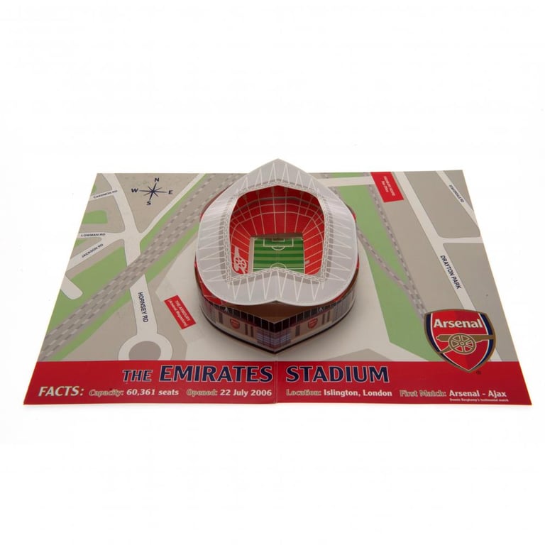 Arsenal FC Pop-Up Stadium Birthday Card - Gloss Finish 3D Gift
