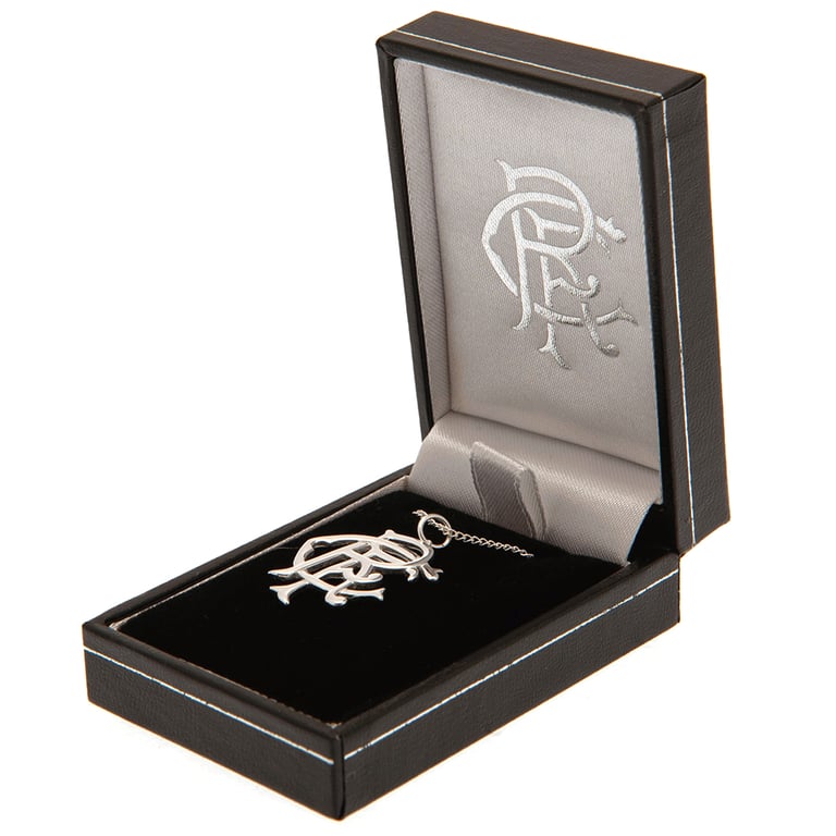 Rangers FC Sterling Silver Scroll Crest Pendant Necklace - Lobster Clasp Chain