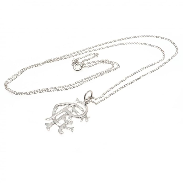 Rangers FC Sterling Silver Scroll Crest Pendant Necklace - Lobster Clasp Chain