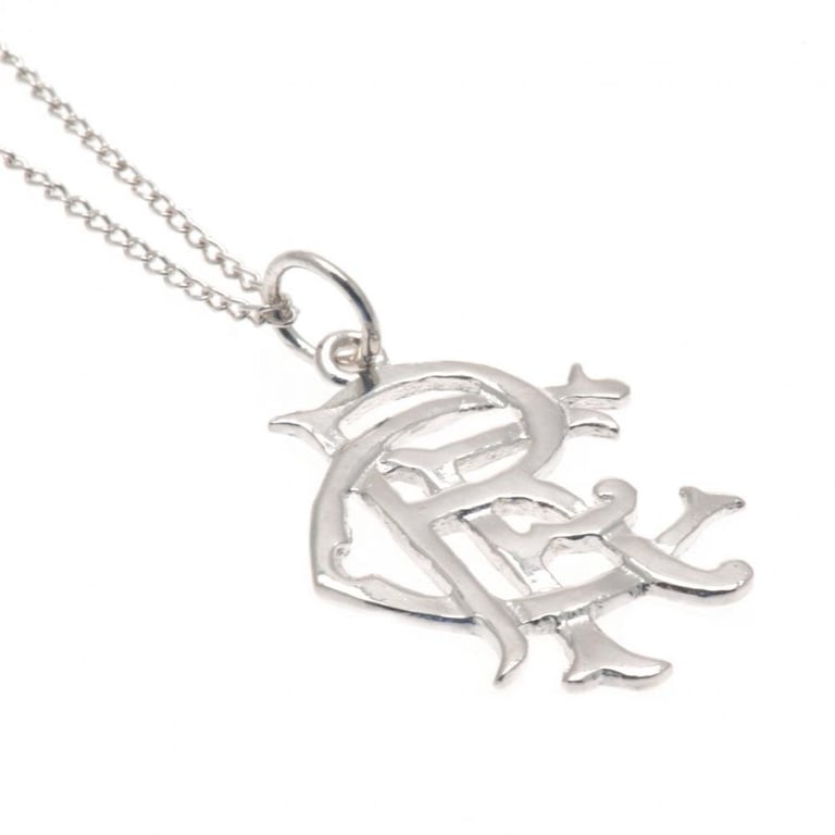 Rangers FC Sterling Silver Scroll Crest Pendant Necklace - Lobster Clasp Chain