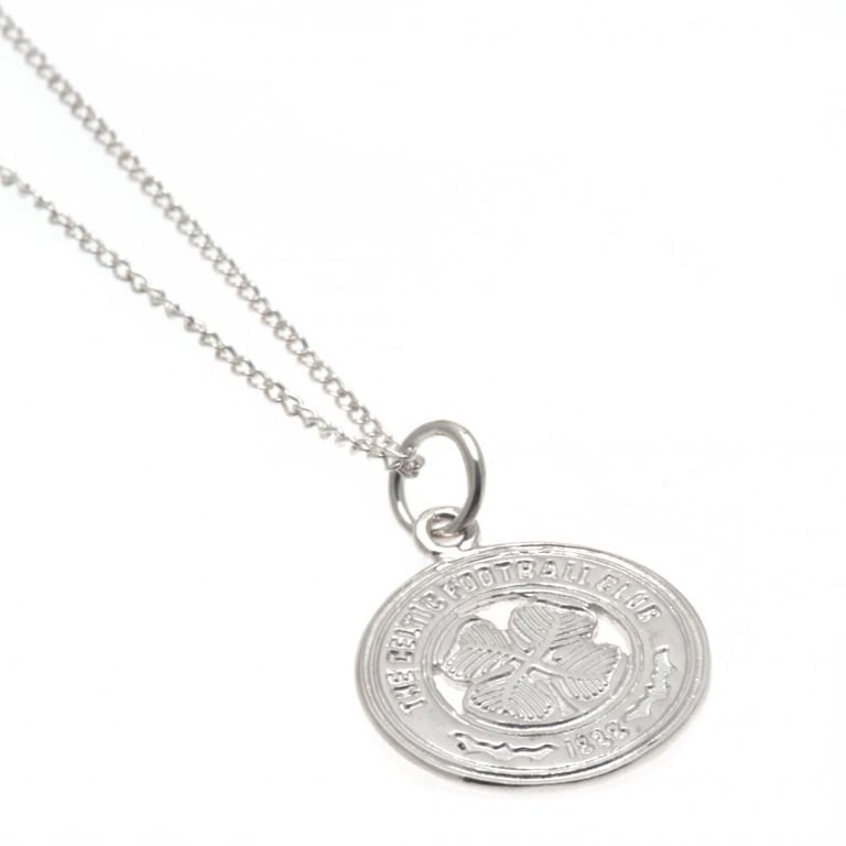Celtic FC Sterling Silver Crest Pendant Necklace - Lobster Clasp Chain
