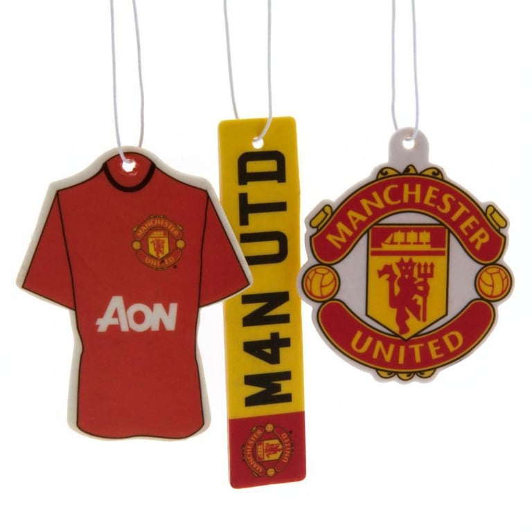 Manchester United FC 3pk Long Lasting Air Fresheners with Classic Kit Designs and United Crest Aroma