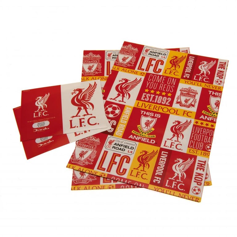 Liverpool FC Gift Wrap - Vibrant Crest Designs and Liverbird Tags