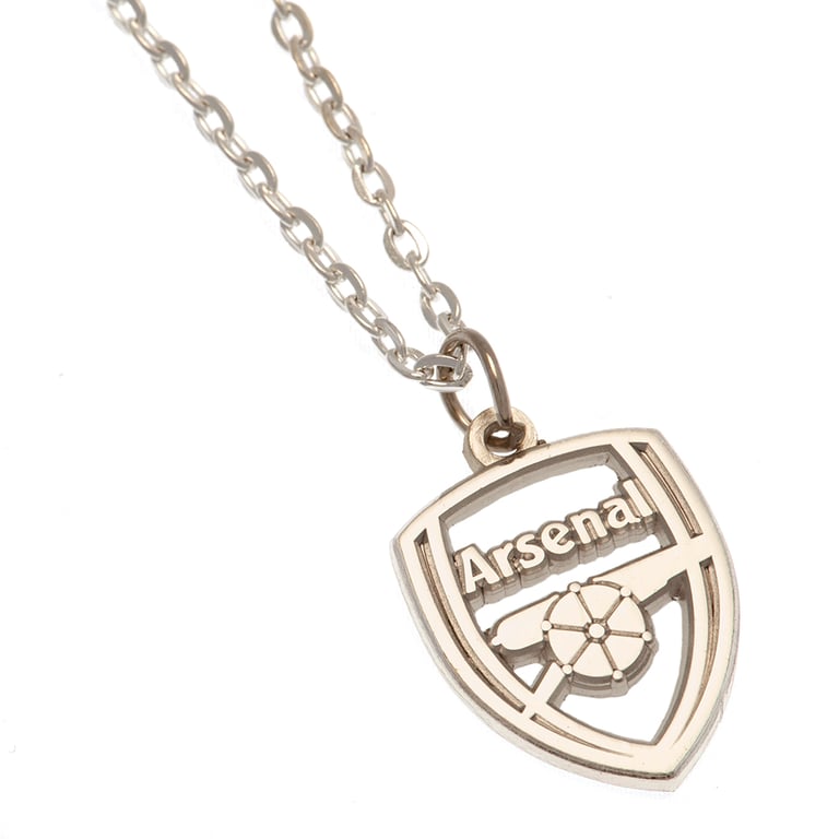 Arsenal FC Silver Plated Crest Pendant Necklace with Lobster Clasp
