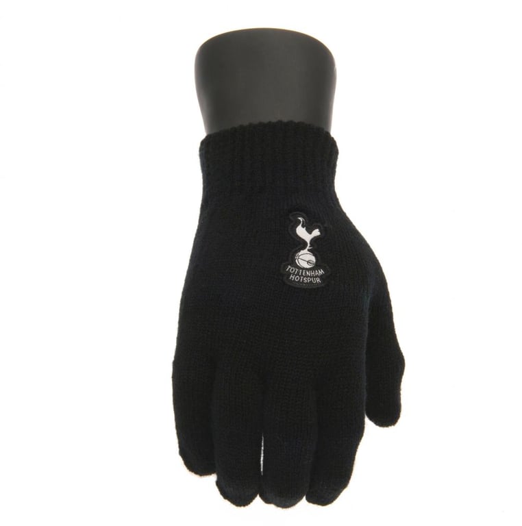 Tottenham Hotspur FC Junior Black Knitted Gloves with Club Crest