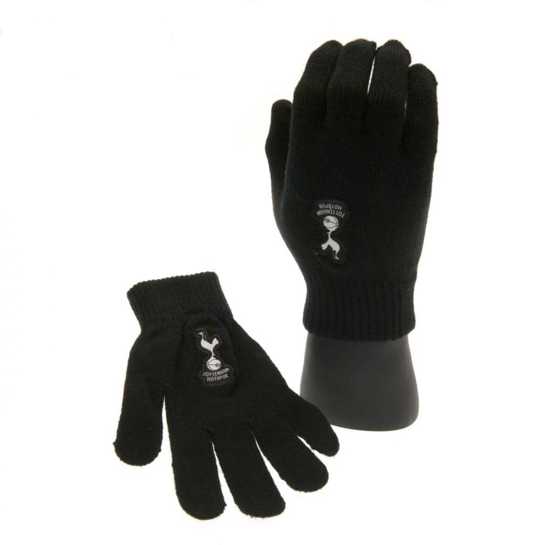 Tottenham Hotspur FC Junior Black Knitted Gloves with Club Crest