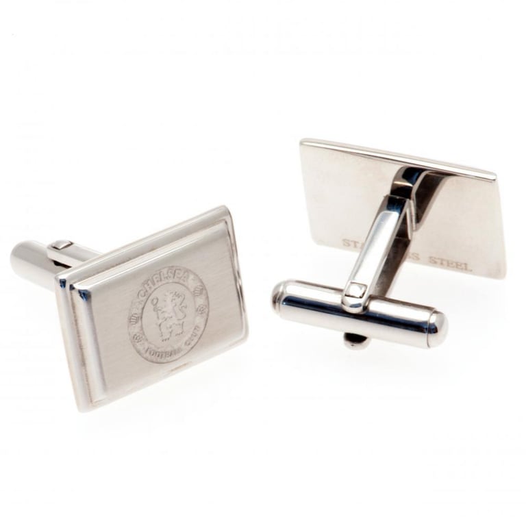 Chelsea FC Engraved Stainless Steel Cufflinks - Brushed Satin Finish with Chelsea Crest