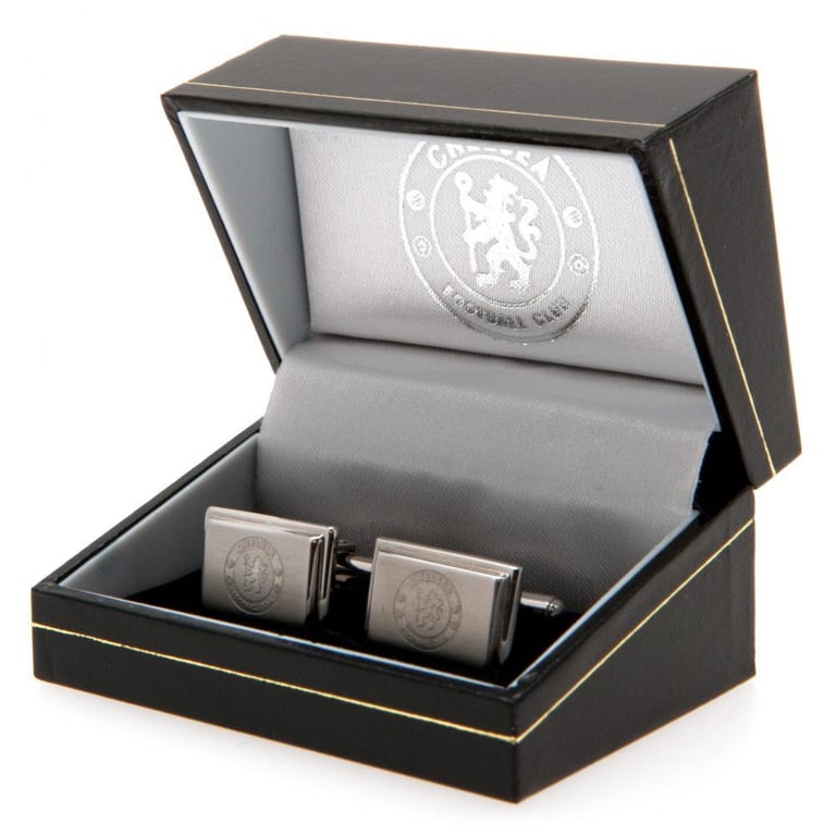Chelsea FC Engraved Stainless Steel Cufflinks - Brushed Satin Finish with Chelsea Crest