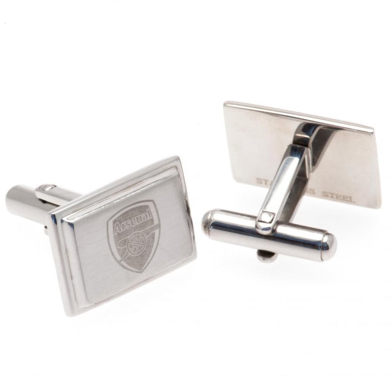 Arsenal FC Stainless Steel Cufflinks - Brushed Satin Engraved Crest Football Accessories