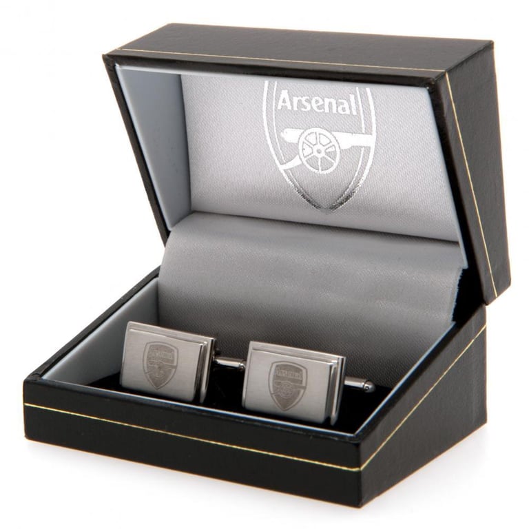 Arsenal FC Stainless Steel Cufflinks - Brushed Satin Engraved Crest Football Accessories