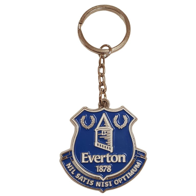 Everton FC Metal Crest Keyring - Die Stamped Design with Royal Blue Enamel Infill