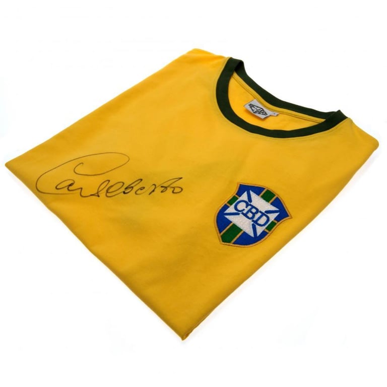 Carlos Alberto Signed Brasil 1970 World Cup Replica Shirt - Hand Authenticated