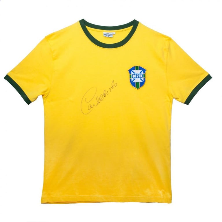 Carlos Alberto Signed Brasil 1970 World Cup Replica Shirt - Hand Authenticated