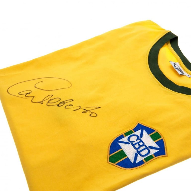 Carlos Alberto Signed Brasil 1970 World Cup Replica Shirt - Hand Authenticated
