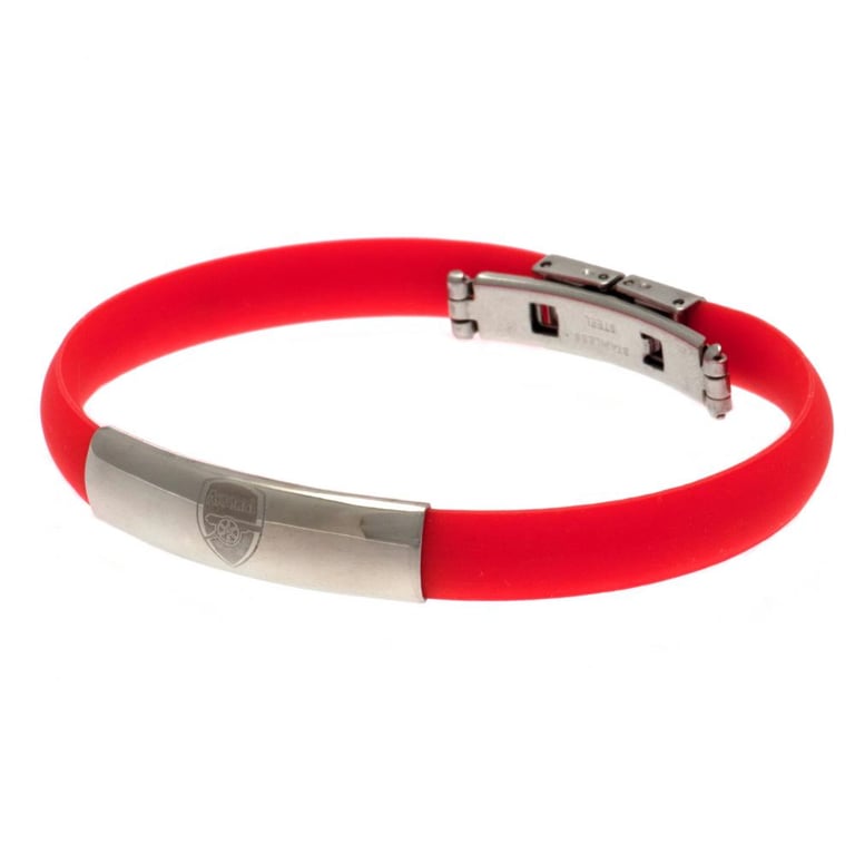 Arsenal FC Colour Silicone Bracelet - Red Flexi Club Crest Stainless Steel Clasp