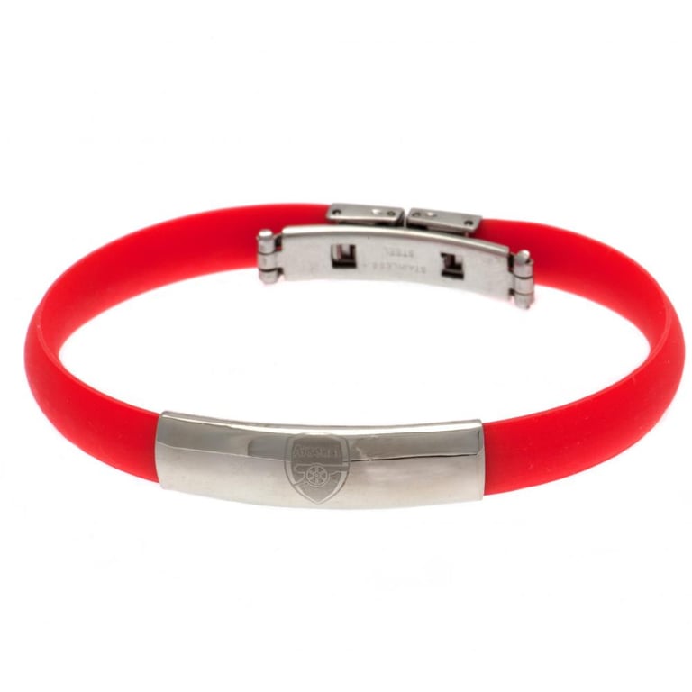 Arsenal FC Colour Silicone Bracelet - Red Flexi Club Crest Stainless Steel Clasp
